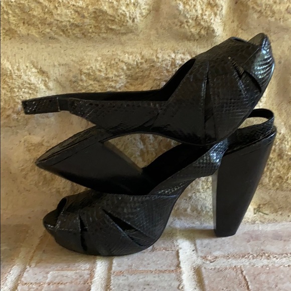 Ash 38 7.5  8 Black Snake Platform Heels - Picture 7 of 8